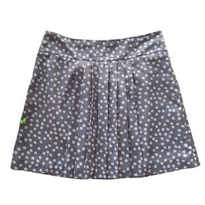 Ann Taylor LOFT Polka Dot Pleated Zip Mini Skirt Gray Beige Size 8